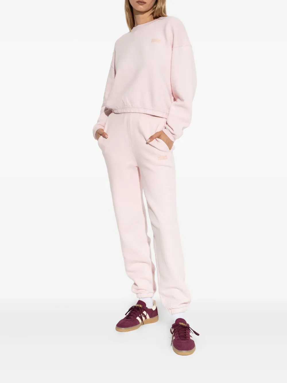 American Vintage Izubird logo-printed cuffed trousers - Roze