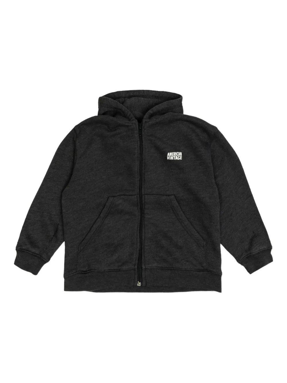American Vintage Kids Doven hoodie met geborduurd logo en rits Grijs