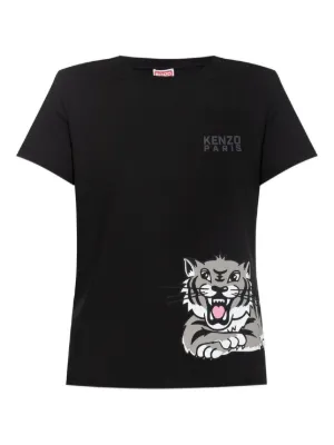 KENZO - Sale!! KENZO TIGER TEE Ladies XL Tシャツ Kenzo Tiger logo T-shirt - Black - Women | FC62TS8464YM99