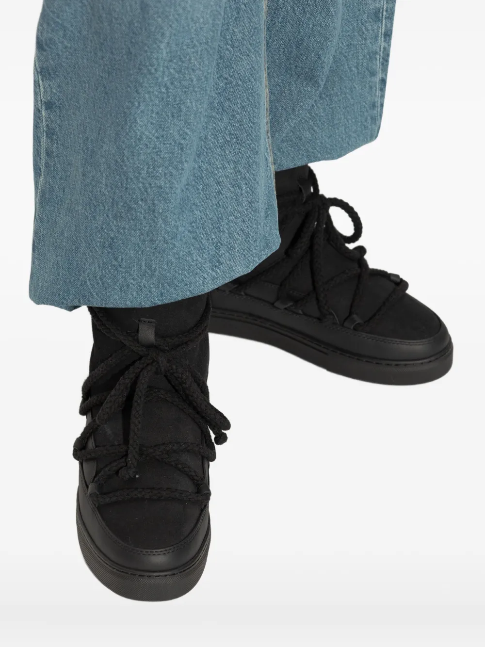 Inuikii rope-laces leather snow boots Black