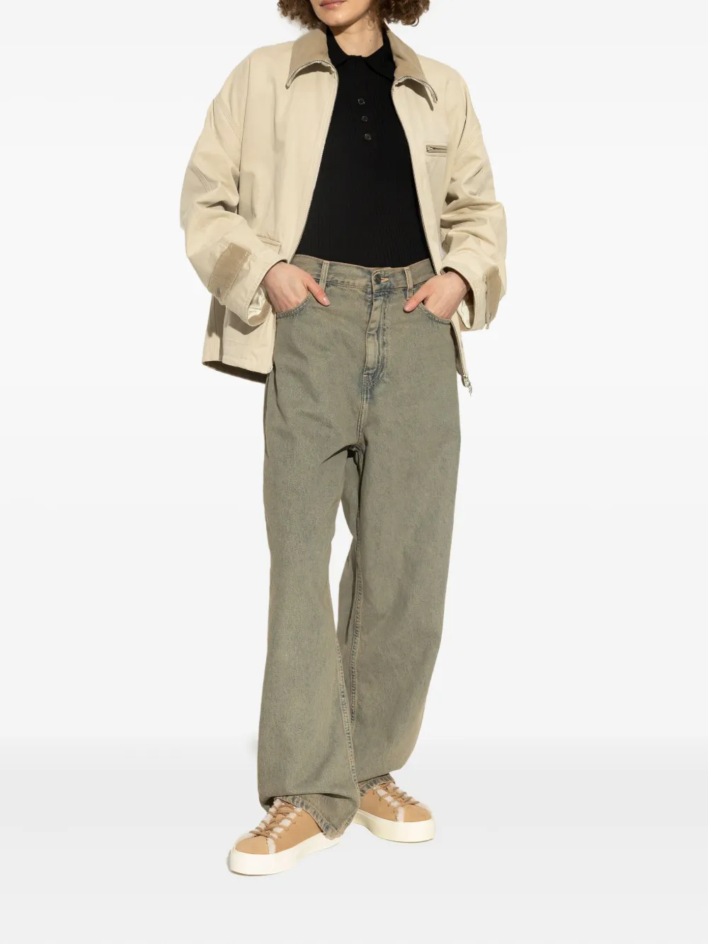 Inuikii shearling-trimmed suede sneakers Brown