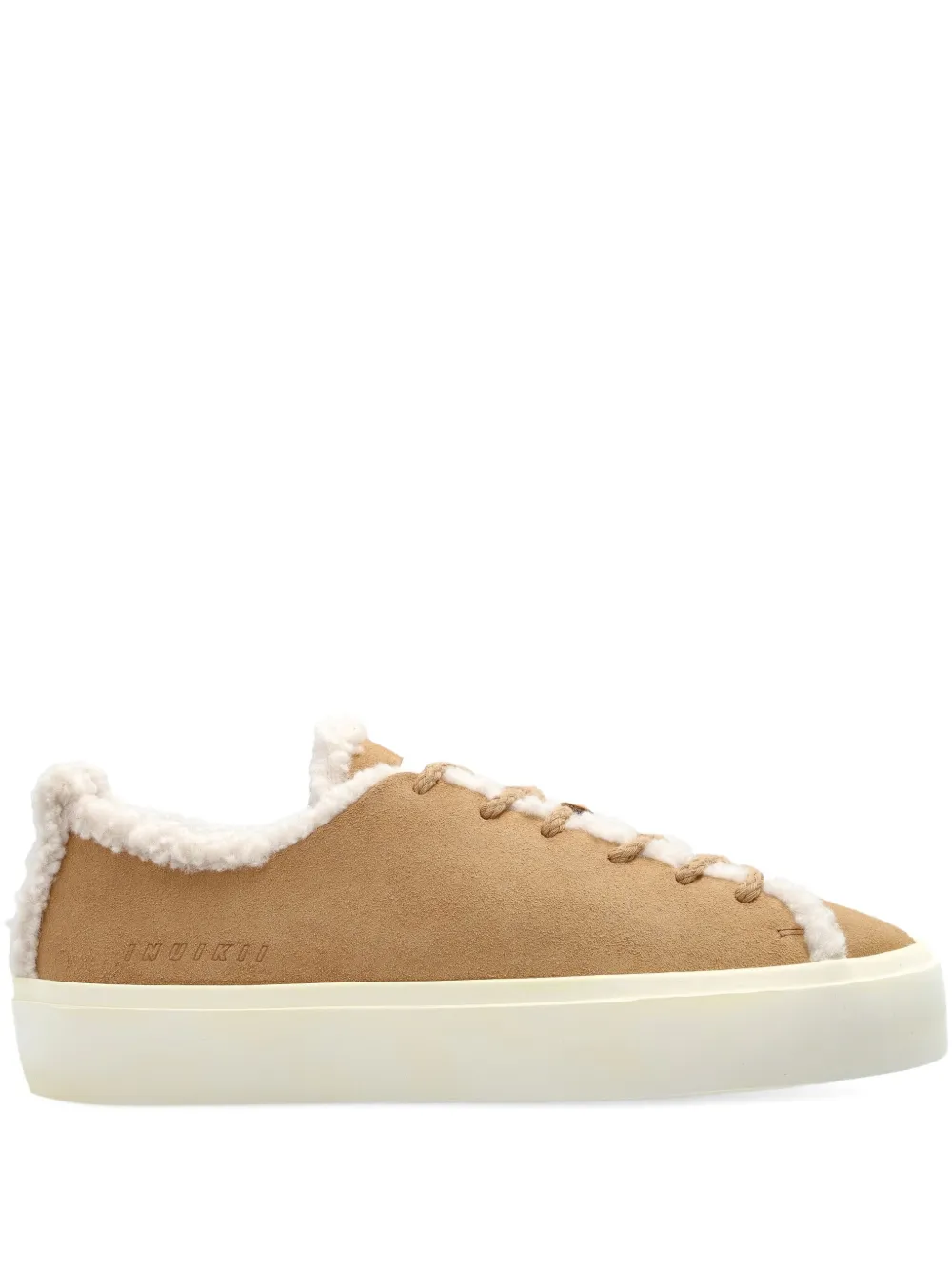 Inuikii shearling-trimmed suede sneakers Brown