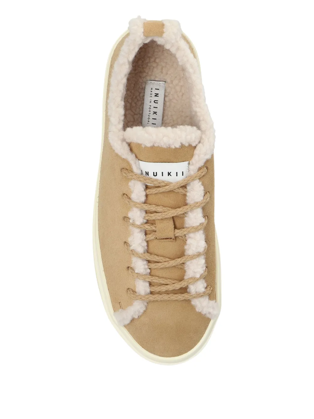 Inuikii shearling-trimmed suede sneakers Brown
