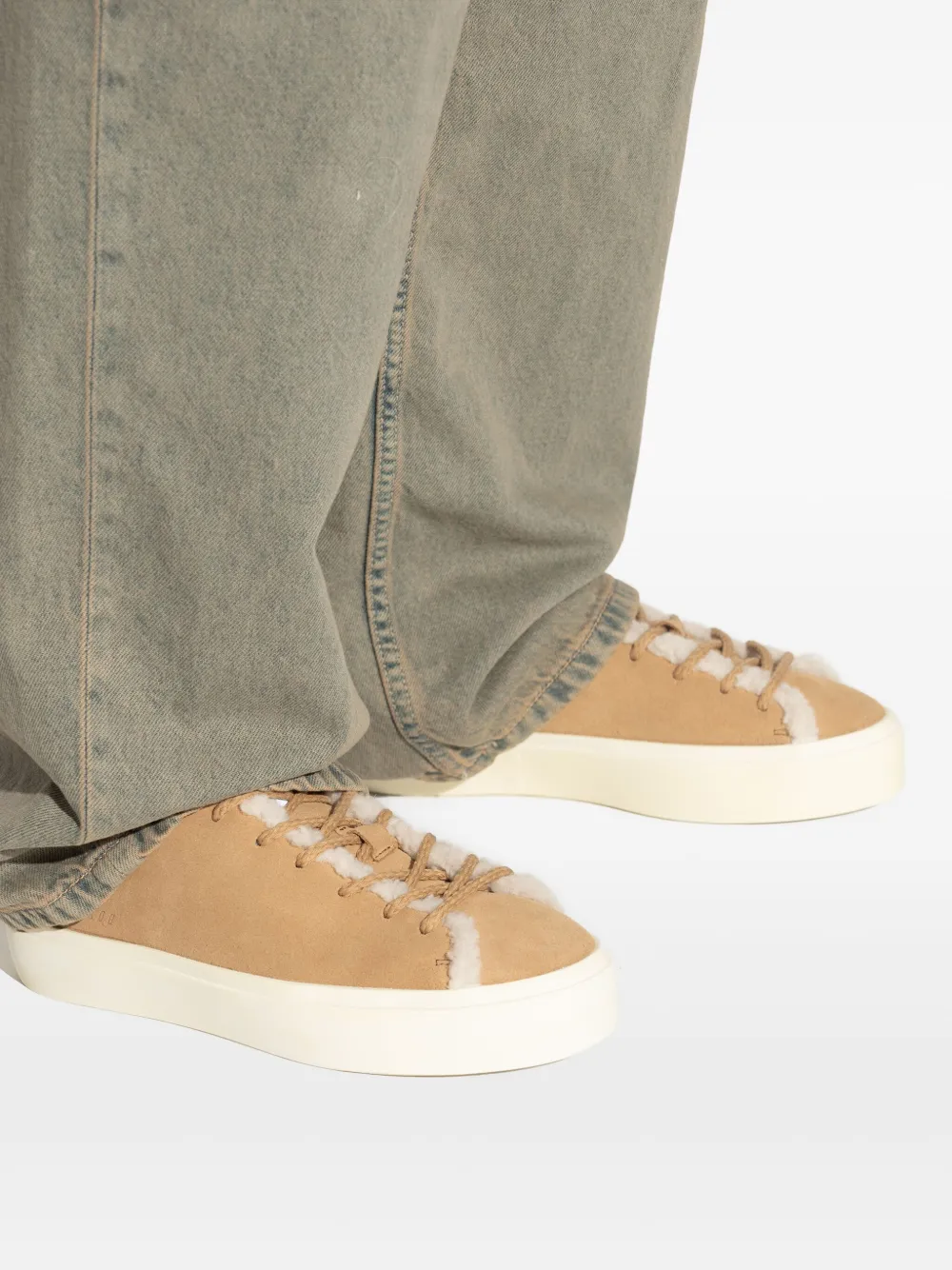Inuikii shearling-trimmed suede sneakers Brown