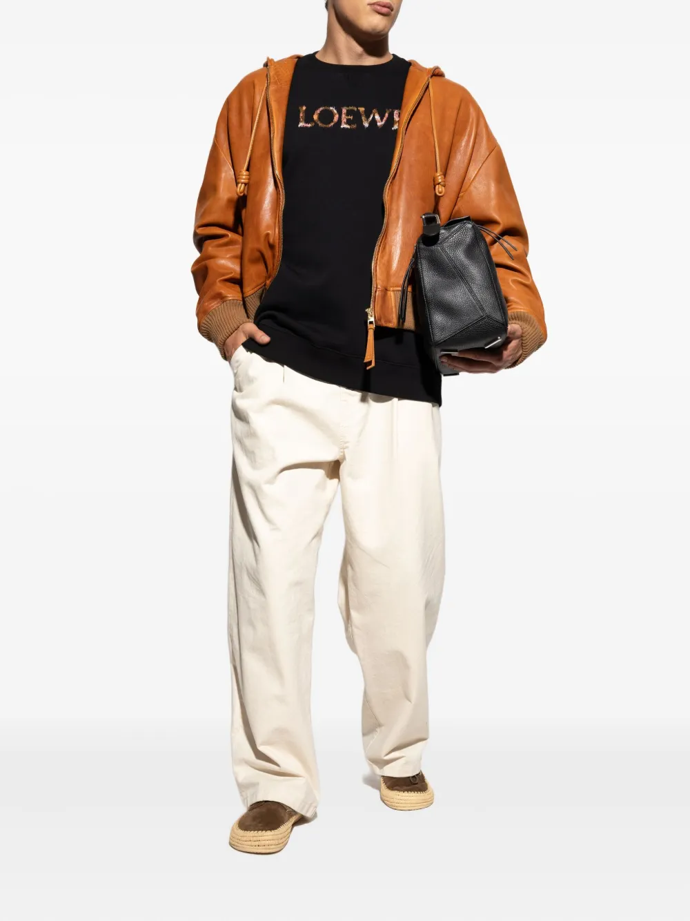 LOEWE Sweater met geborduurd logo - Zwart