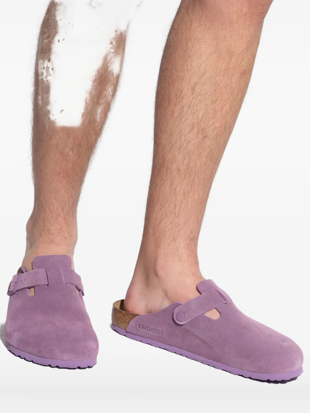 Birkenstock Boston buckle suede mules Purple