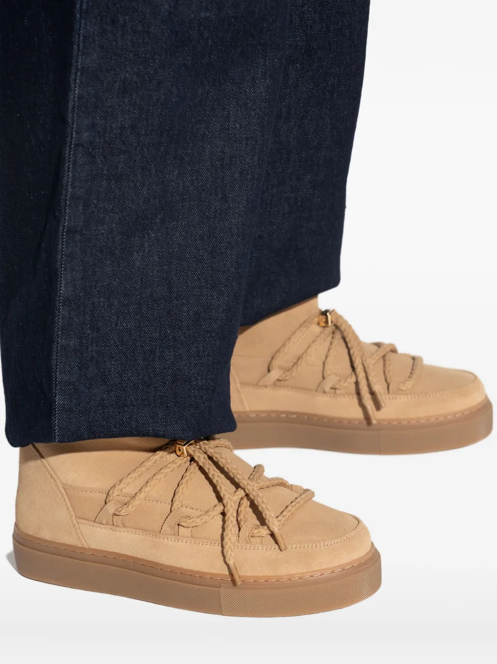 Inuikii braided-lace suede boots Neutrals