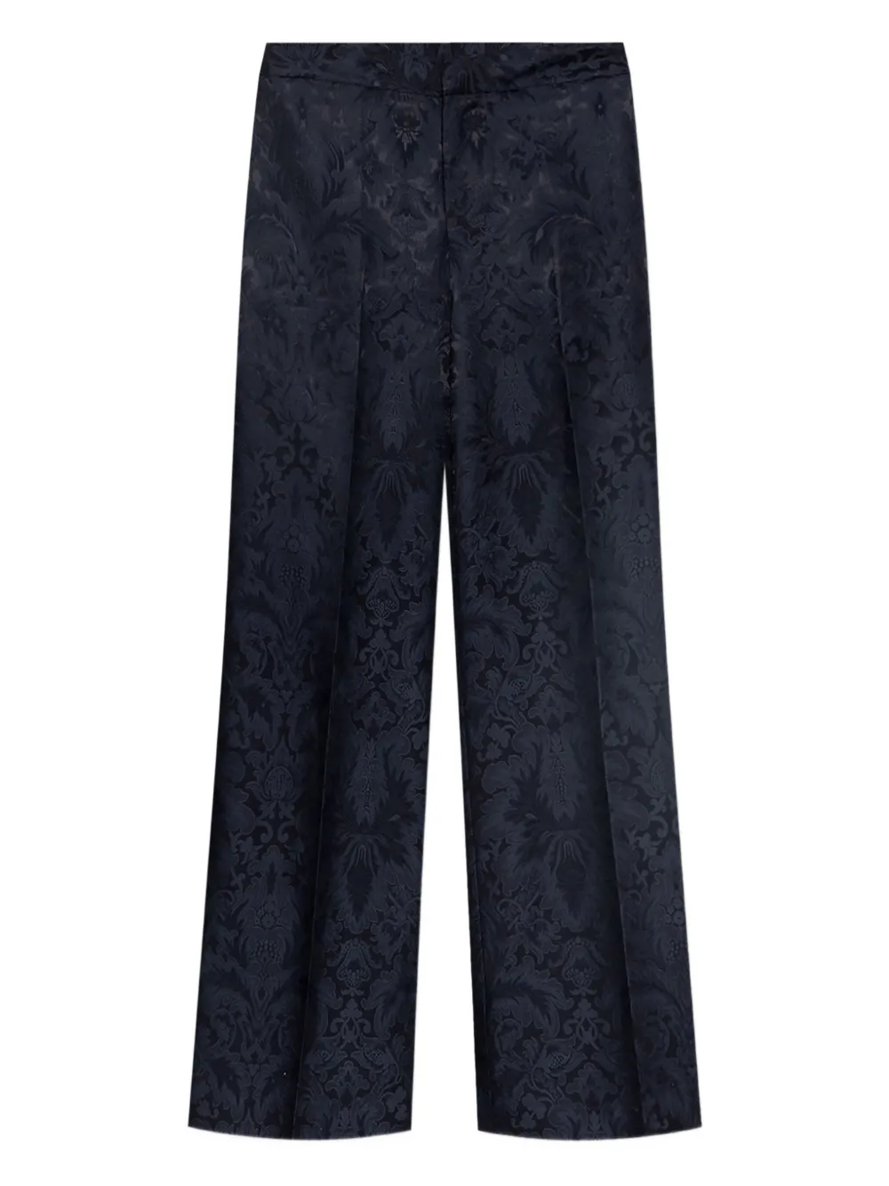 damask-pattern straight trousers
