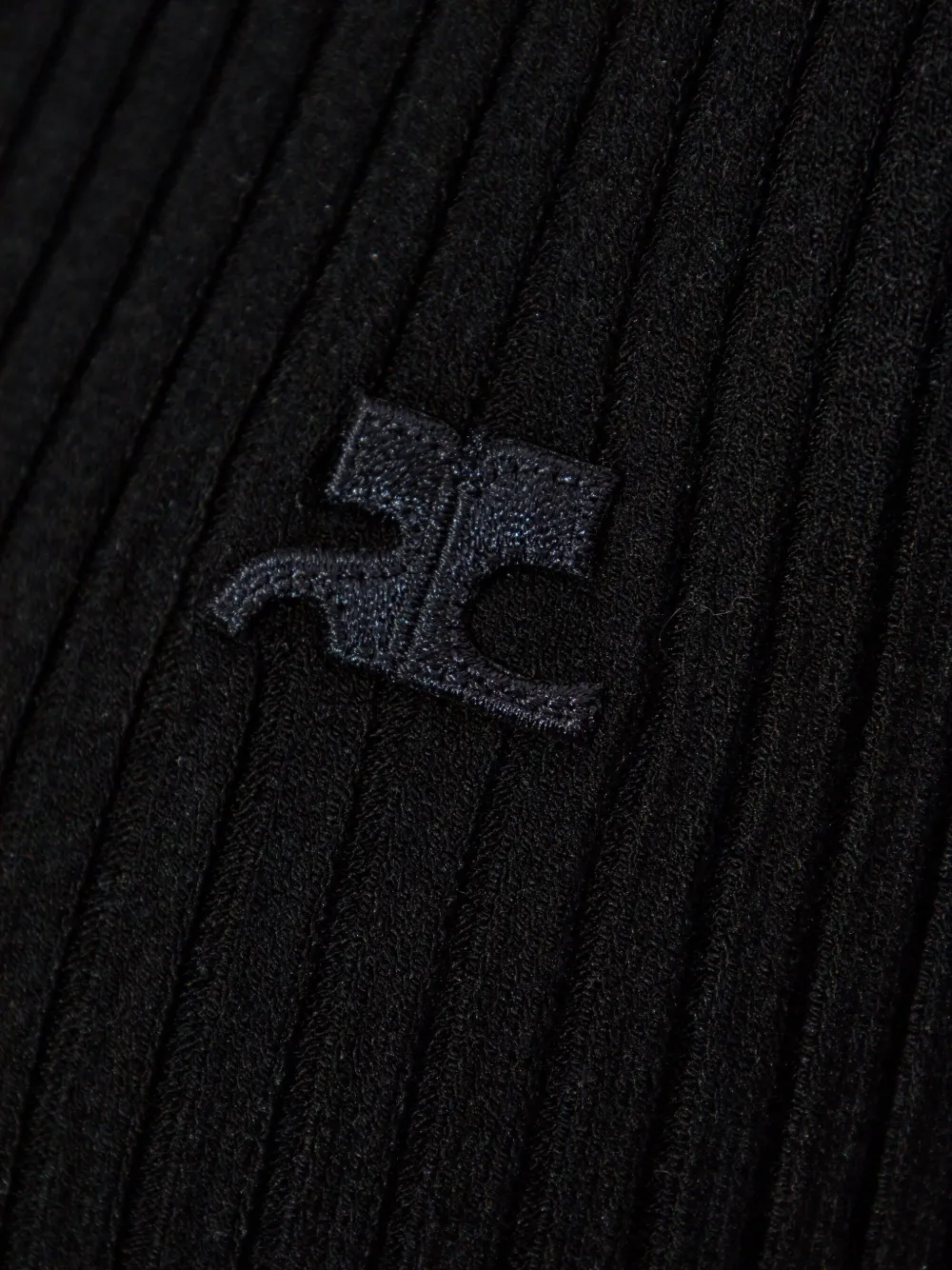 Courrèges ribbed polo top Zwart