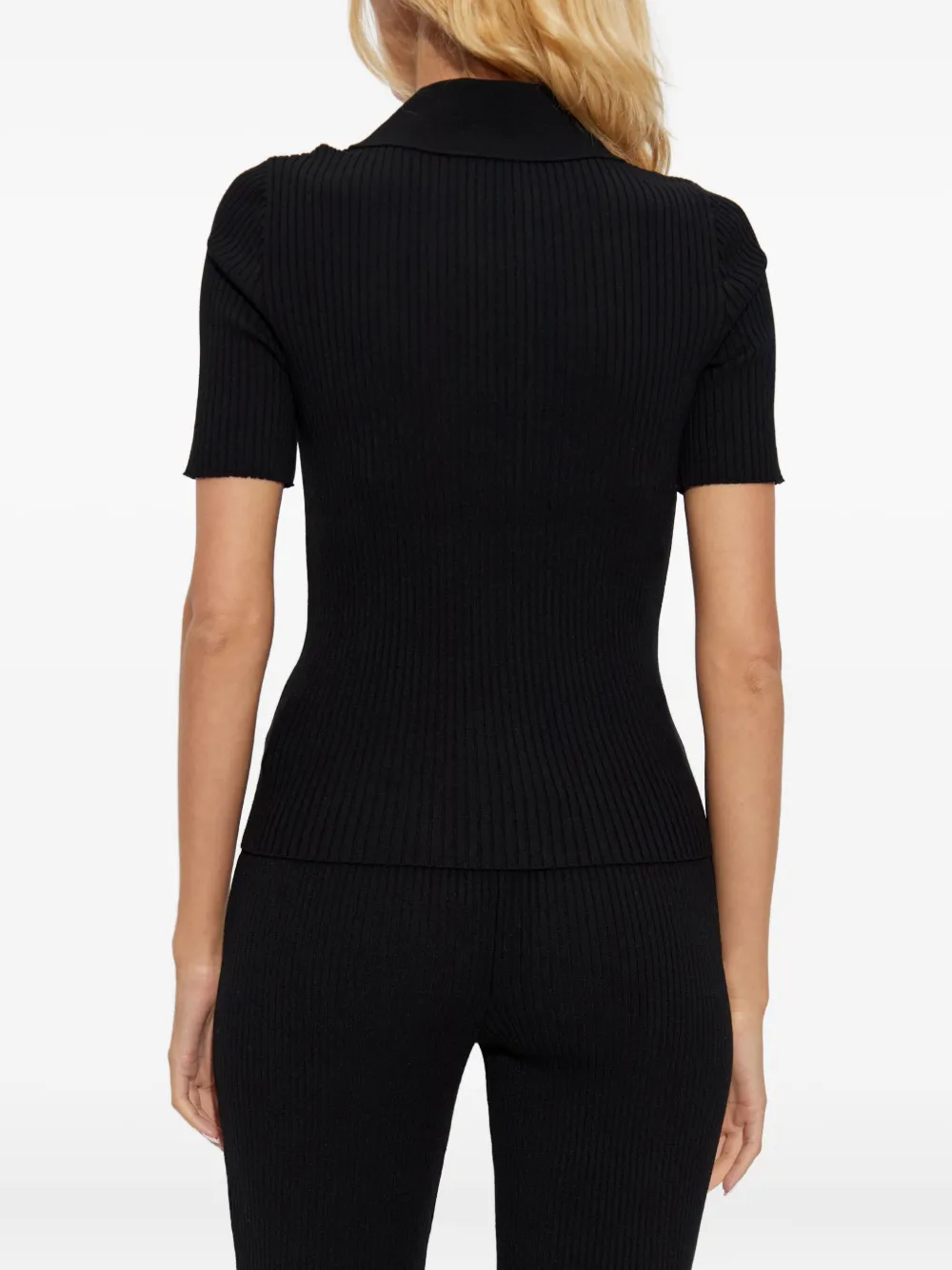 Courrèges ribbed polo top Zwart