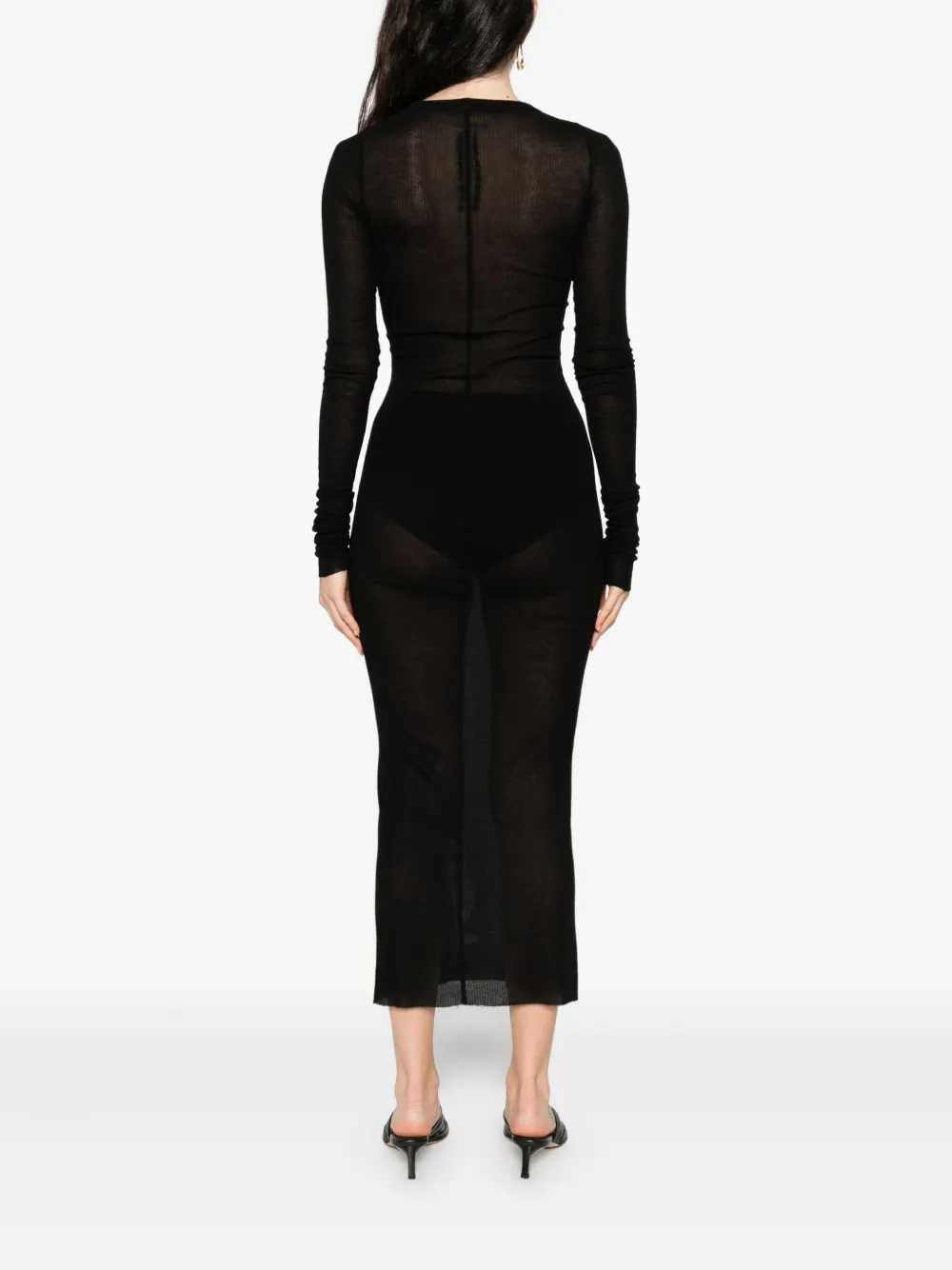 Rick Owens Geribbelde midi-jurk Zwart