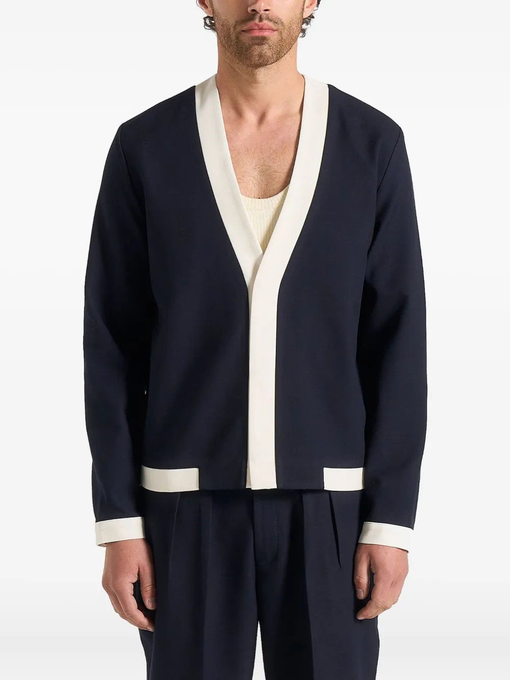 Clovis contrast-placket cardigan