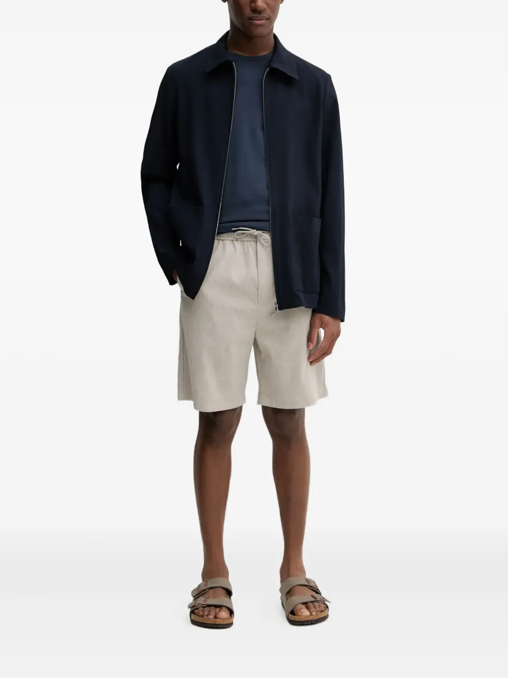Barena Geribbeld jack met lange mouwen Blauw