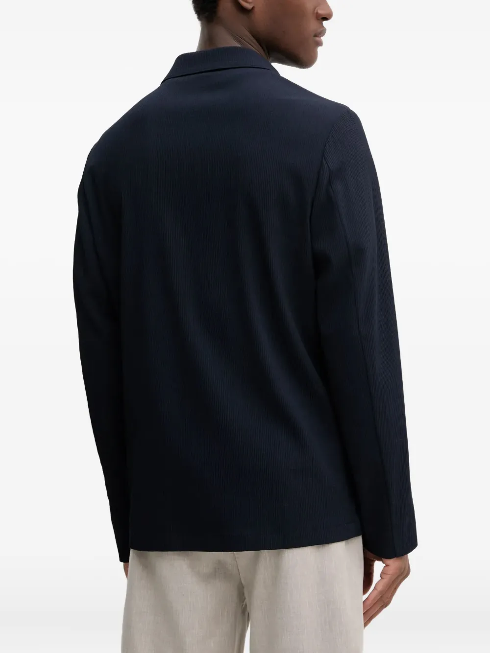 Barena Geribbeld jack met lange mouwen Blauw