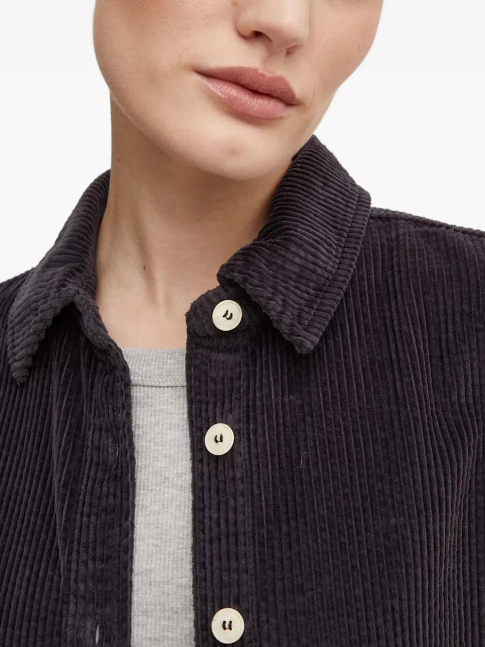American Vintage corduroy button-down shirt Blauw