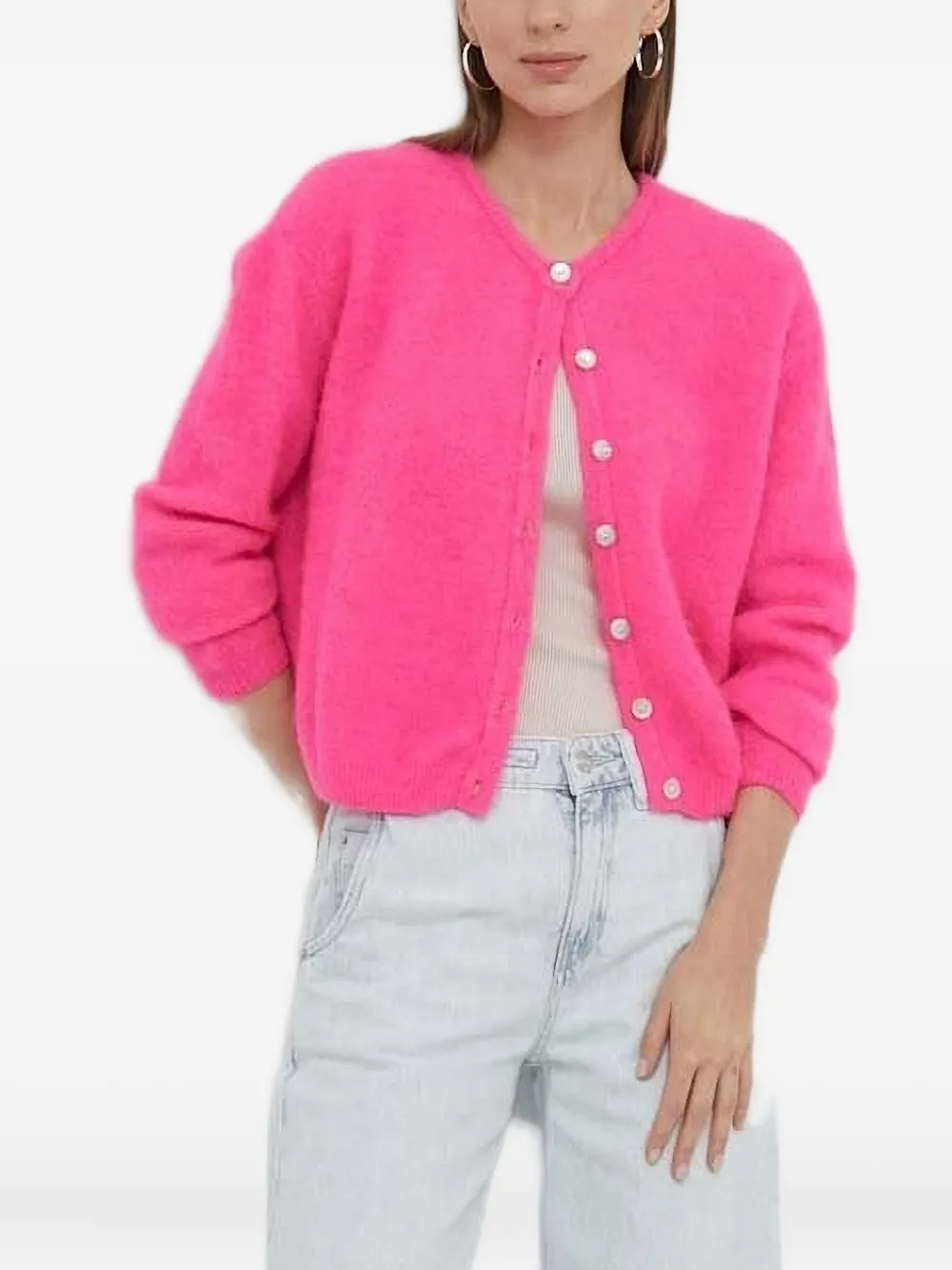 American Vintage Button-front Cardigan In Pink