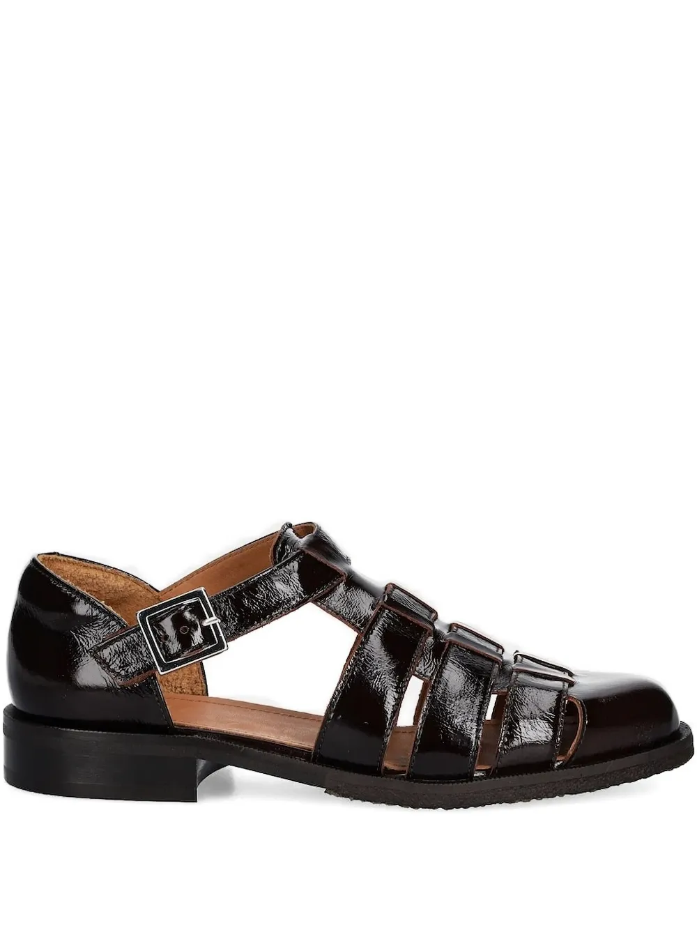 Billi Bi 25mm A6315 Buckle-fastening Caged Flat Pumps In Brown