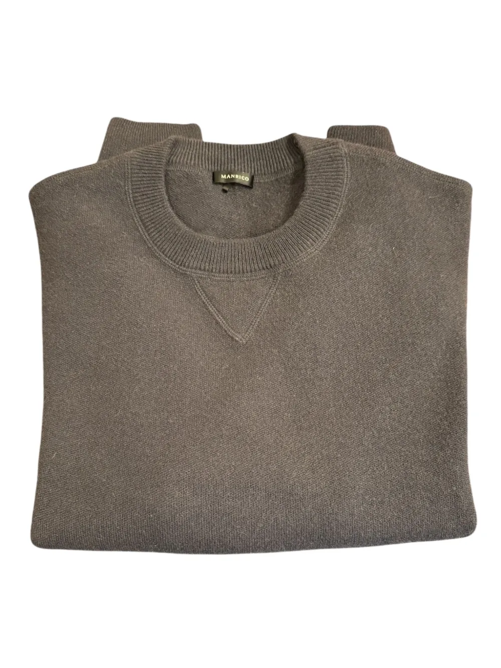 Manrico Cashmere Crew-neck Cashmere Sweater In Gray