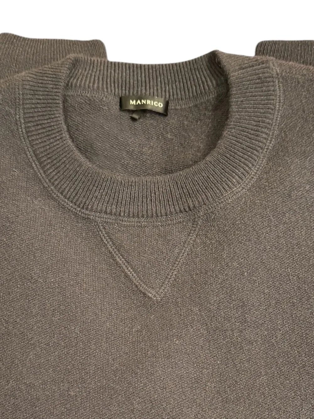 MANRICO CASHMERE Kasjmier trui met ronde hals - Grijs
