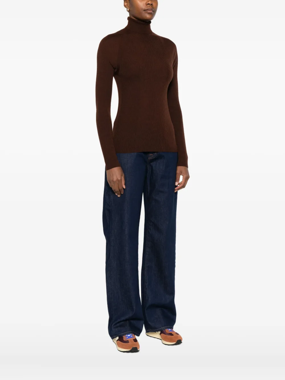 Apc Ribbed Turtleneck Sweater In Brown
