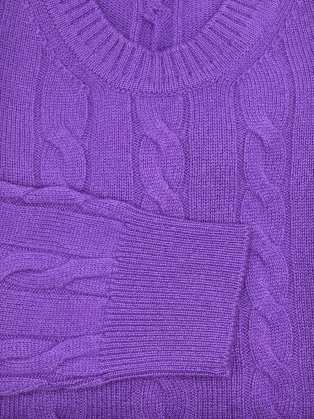 MANRICO CASHMERE cable-knit crew-neck sweater - Paars