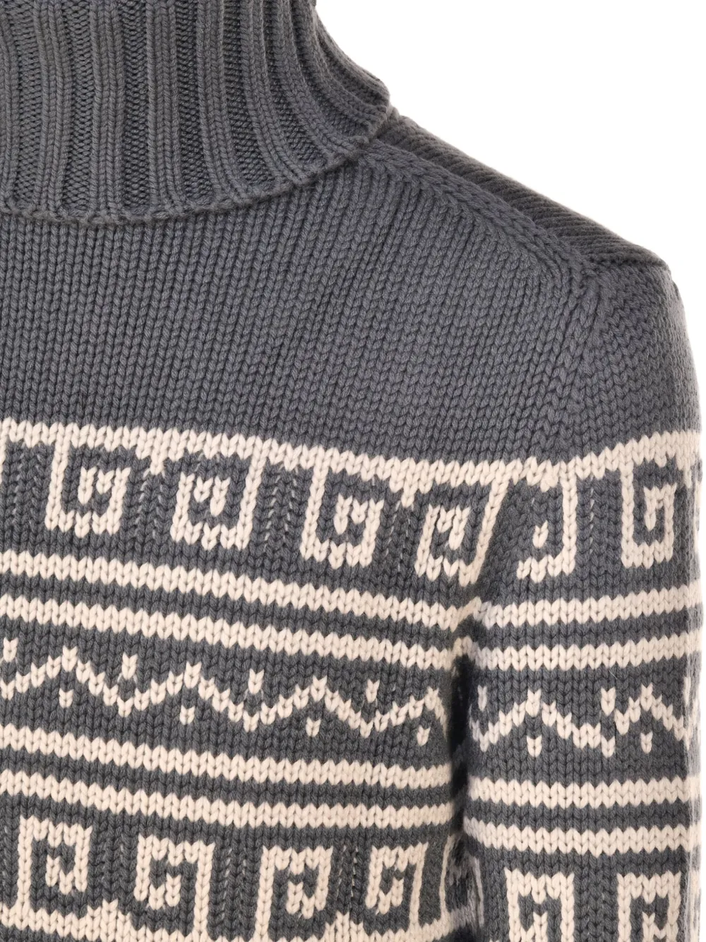 MANRICO CASHMERE patterned turtleneck sweater Grijs