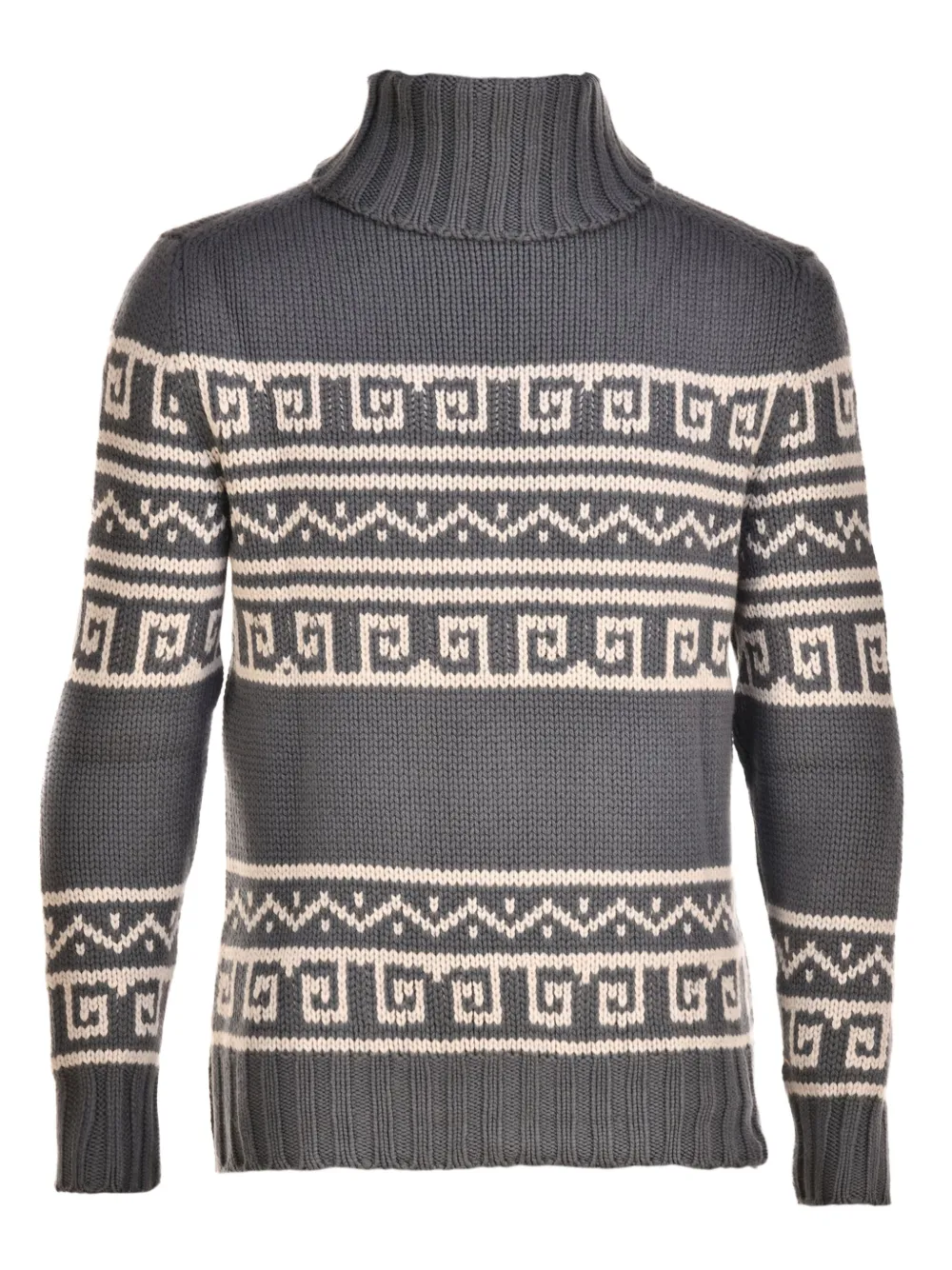 MANRICO CASHMERE patterned turtleneck sweater | Grey | Image 1
