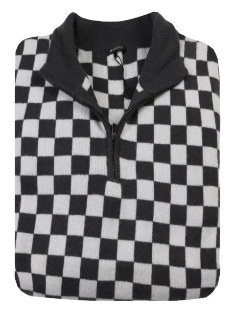 MANRICO CASHMERE checkered quarter-zip sweater