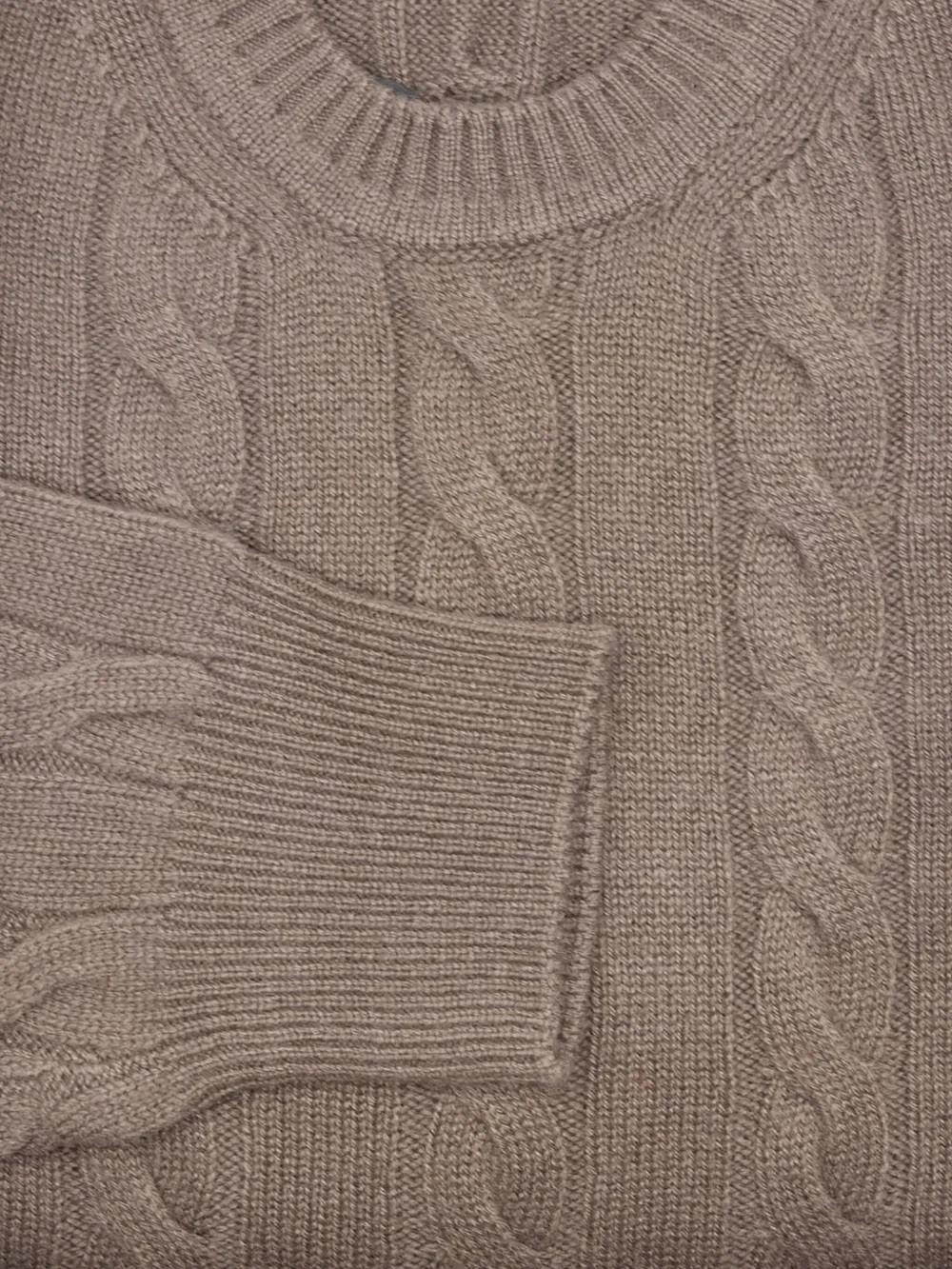 MANRICO CASHMERE Kabelgebreide trui - Bruin