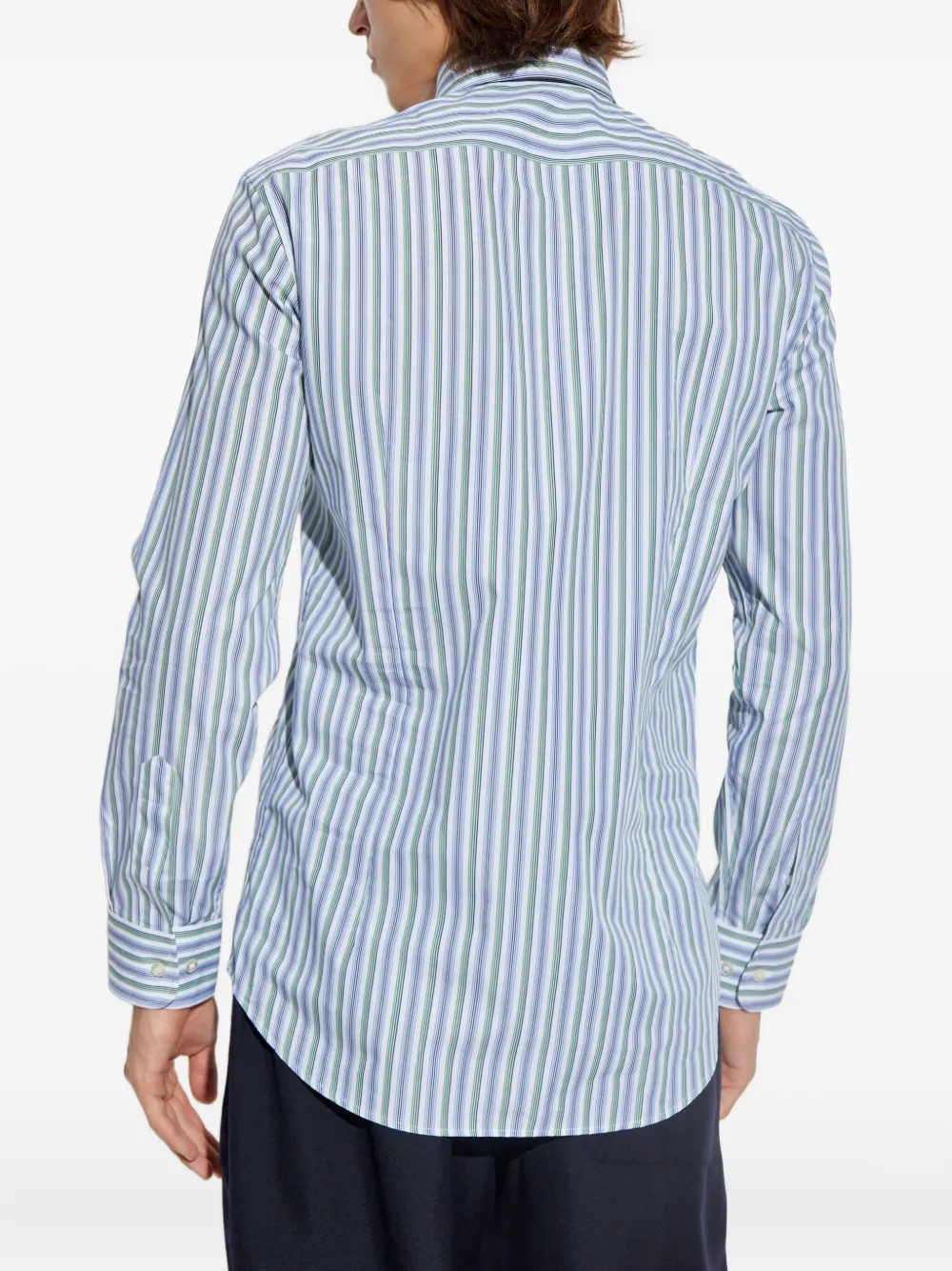 ETRO embroidered striped shirt Blauw
