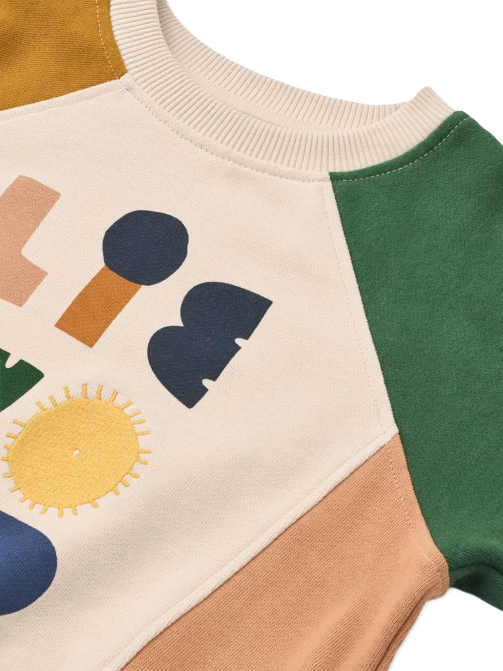 Liewood Sweater met colourblocking en grafische print Beige