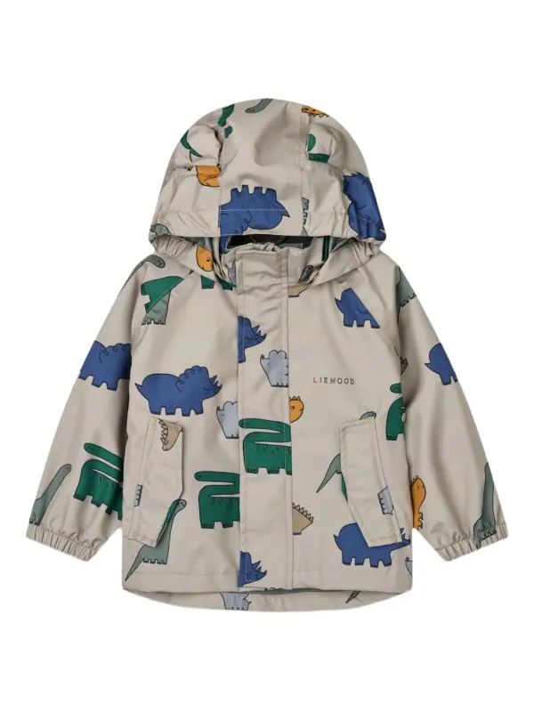 Liewood Chamarra Con Capucha y Dinosaurios Estampados Azul