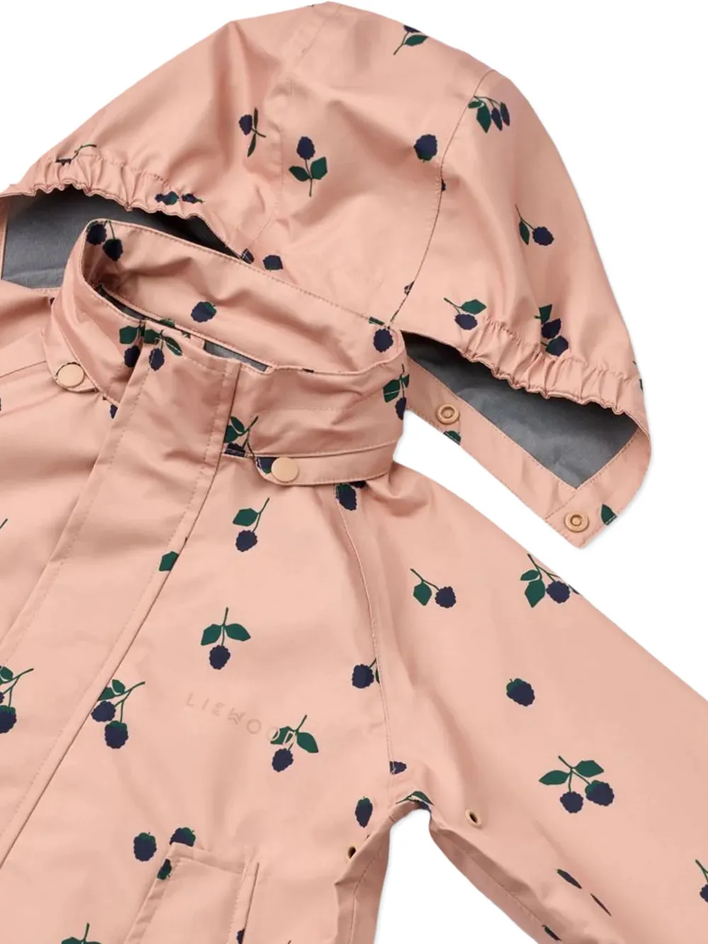 Liewood berry-print hooded rainwear set Roze