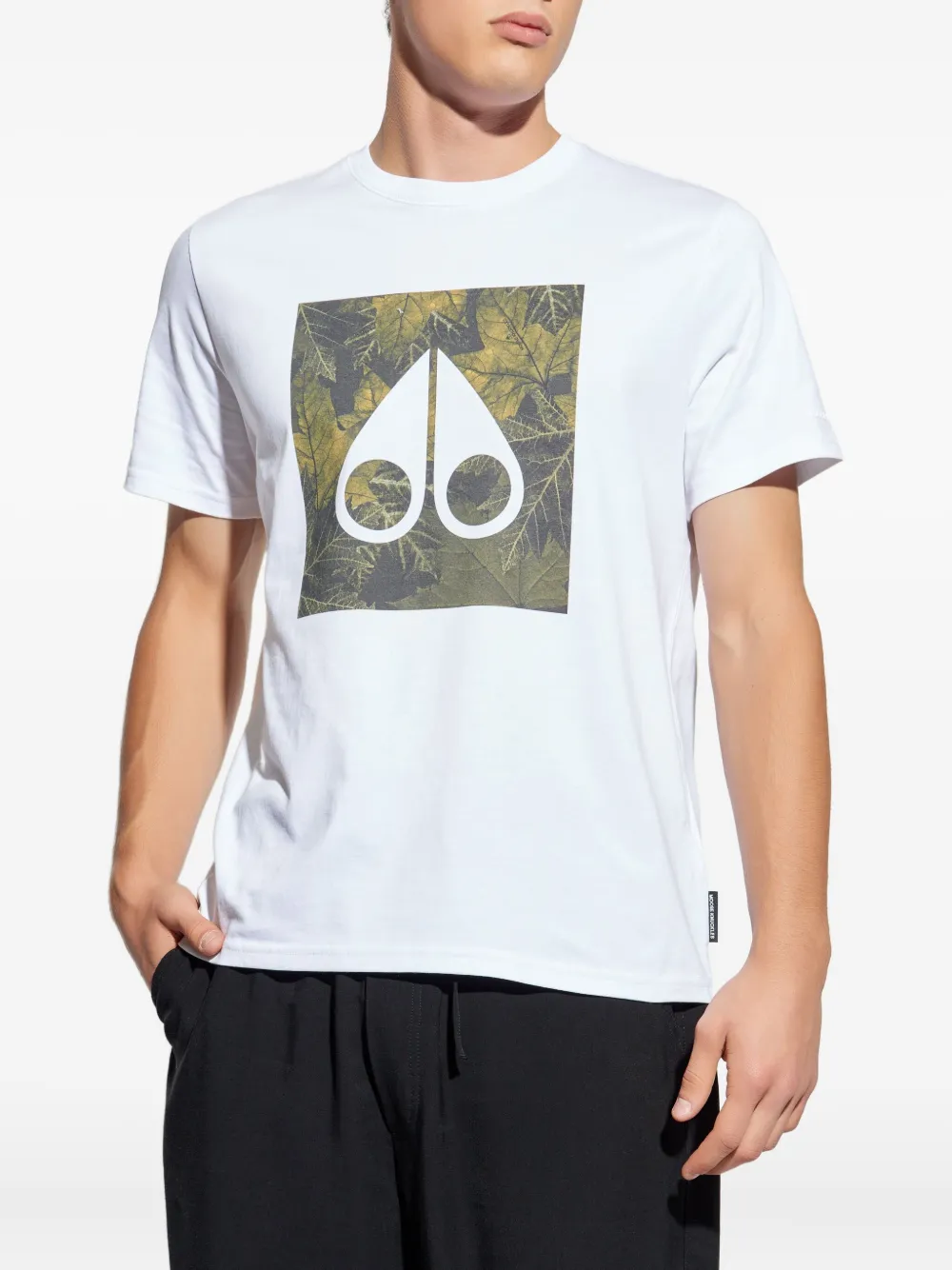 Moose Knuckles leaf-print logo T-shirt 160 WHITE