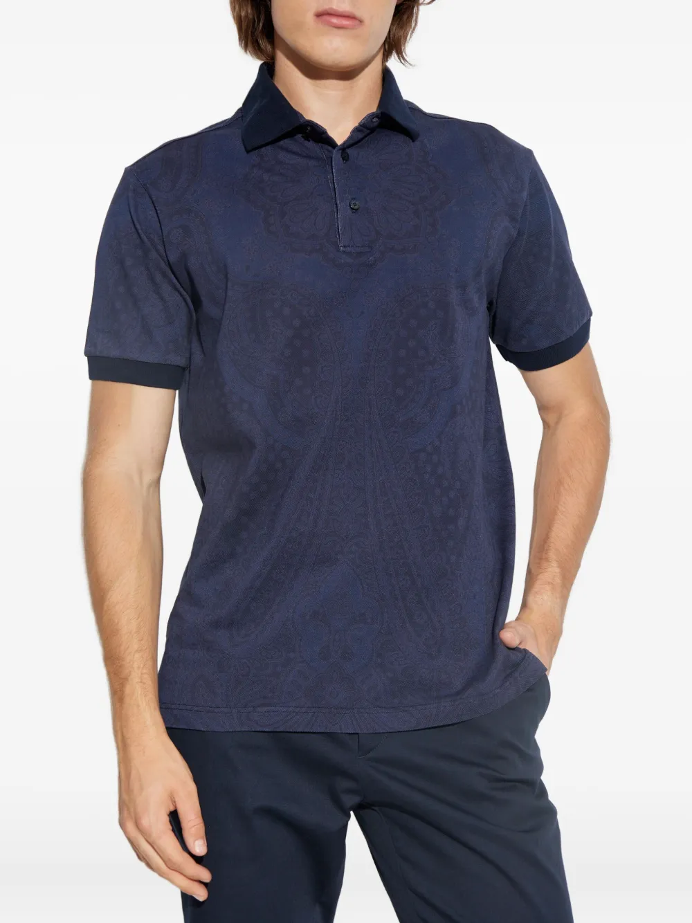 ETRO Poloshirt met paisley-print Blauw