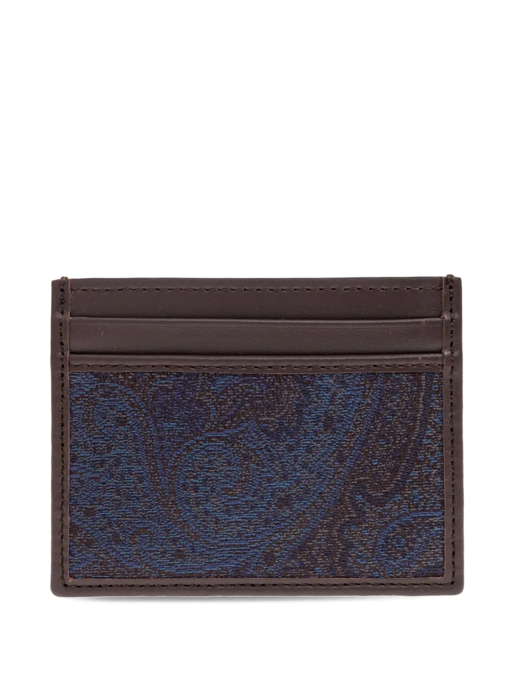 ETRO Leren pasjeshouder met paisley-print Bruin