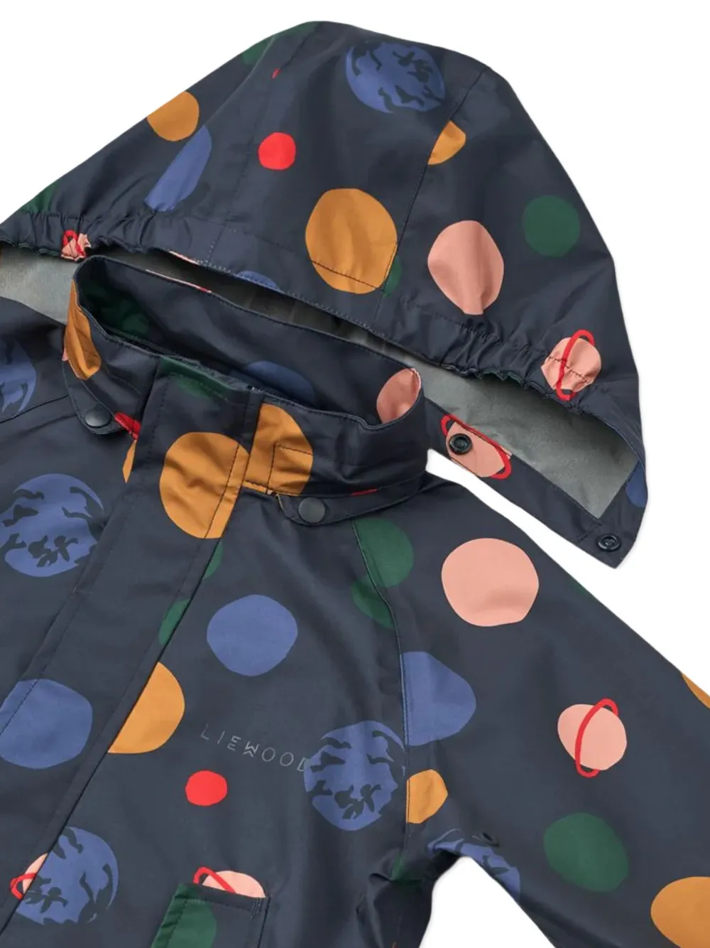 Liewood Broek en jas met capuchon en print Blauw