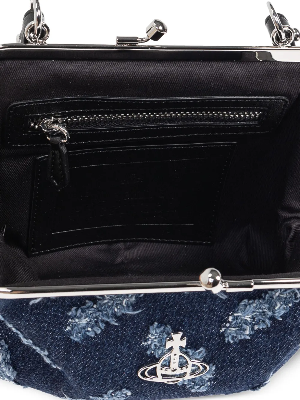 Vivienne Westwood Denim shopper met franje en Orb patroon Blauw