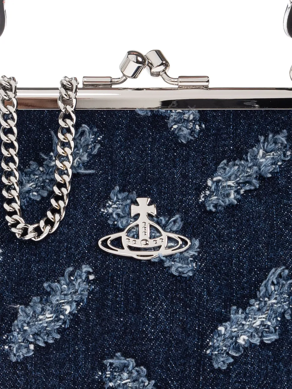 Vivienne Westwood Denim shopper met franje en Orb patroon Blauw