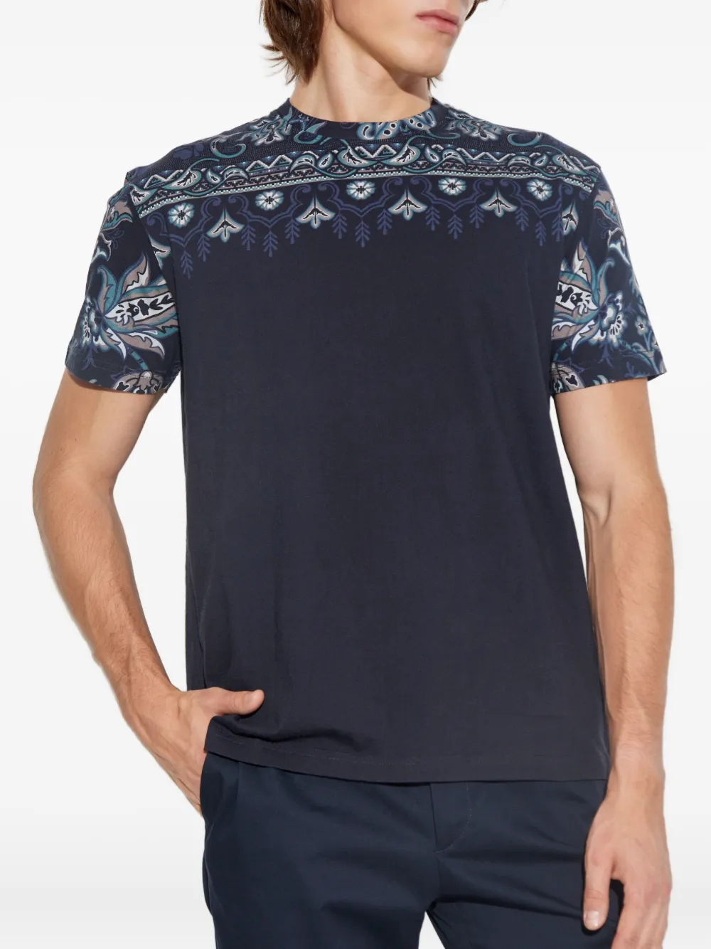 ETRO paisley-print short-sleeved T-shirt Blauw