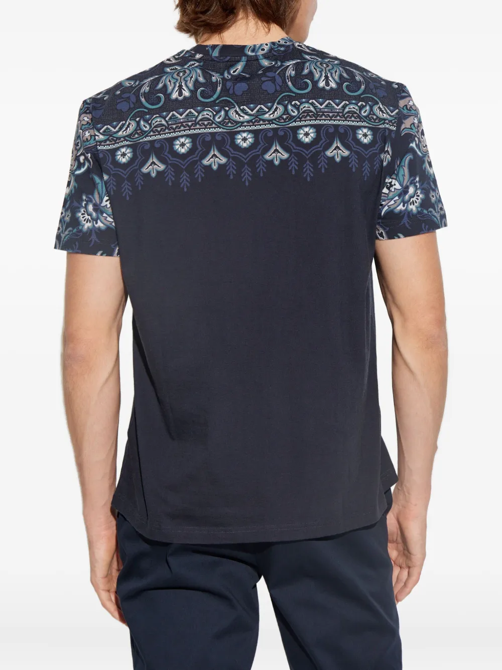 ETRO paisley-print short-sleeved T-shirt Blauw