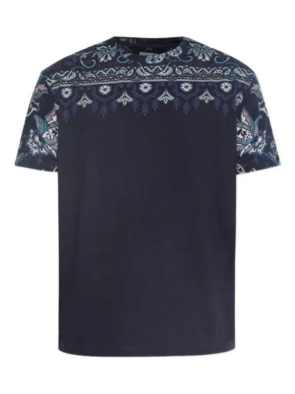 79167　ETRO　ボーダー　ペイズリープリント　Tシャツ ETRO ペイズリー Tシャツ | ブルー | FARFETCH JP