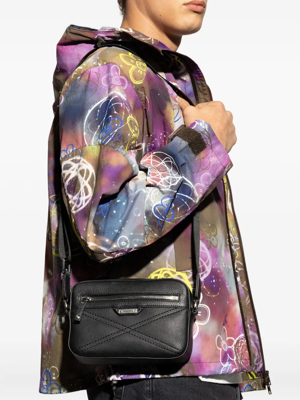 Iceberg leather shoulder bag - Zwart