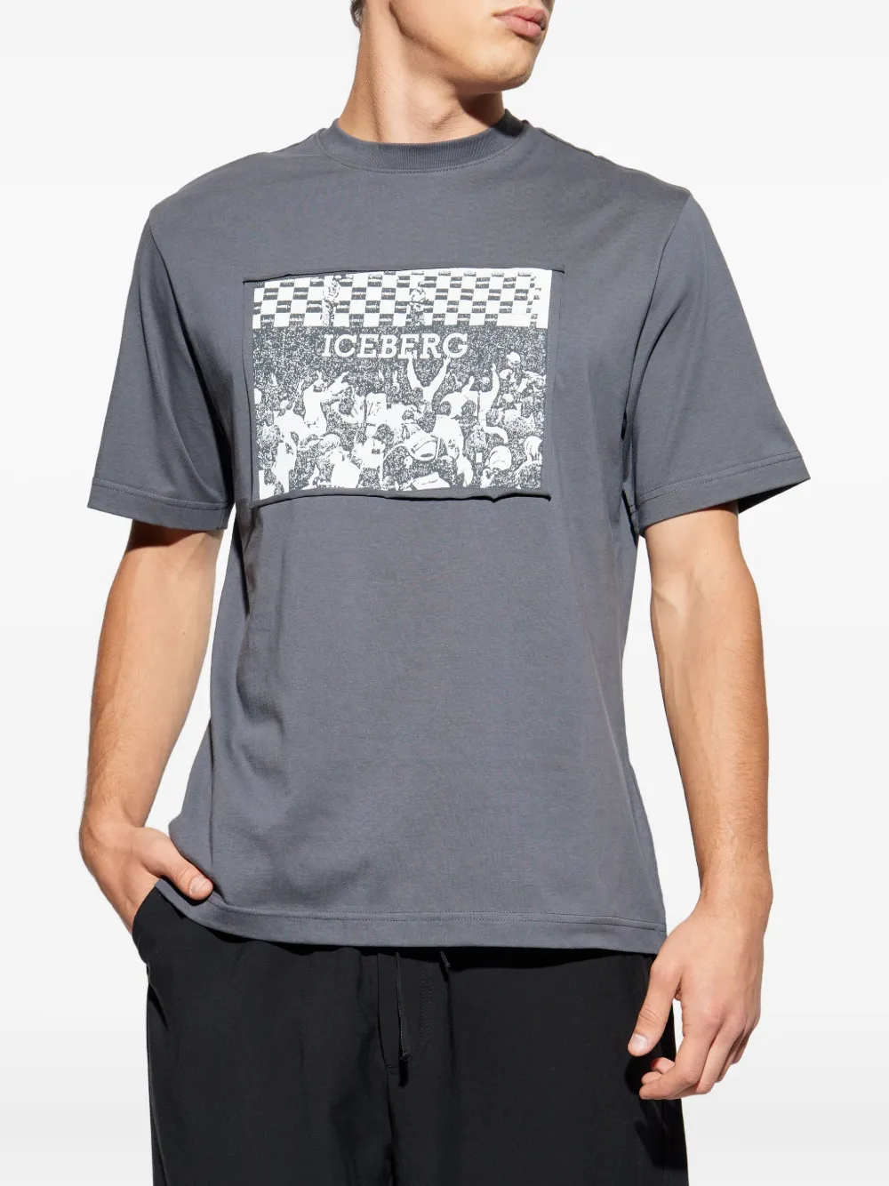 Iceberg graphic-print patch T-shirt Grijs