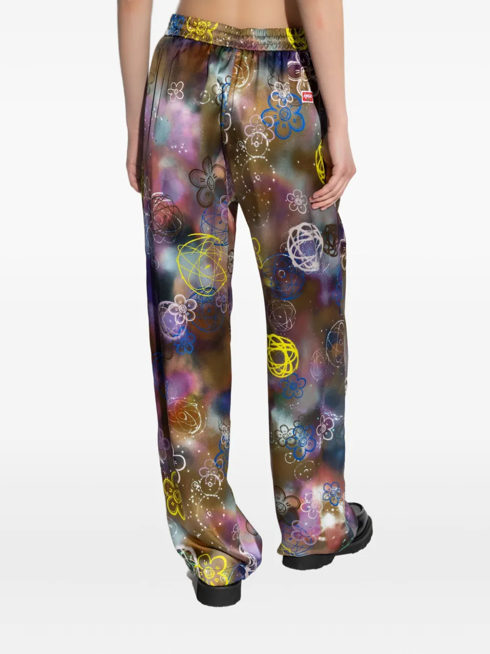 Kenzo Straight broek met bloemenprint en trekkoord Paars