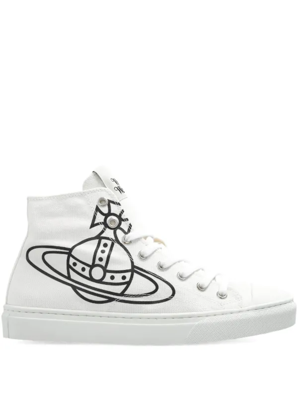 おしゃれ Vivienne Westwood ORB ハイトップ レザースニーカー Vivienne Westwood orb-logo high-top Trainers | ホワイト