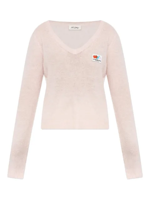 American Vintage V-neck logo-patch sweater