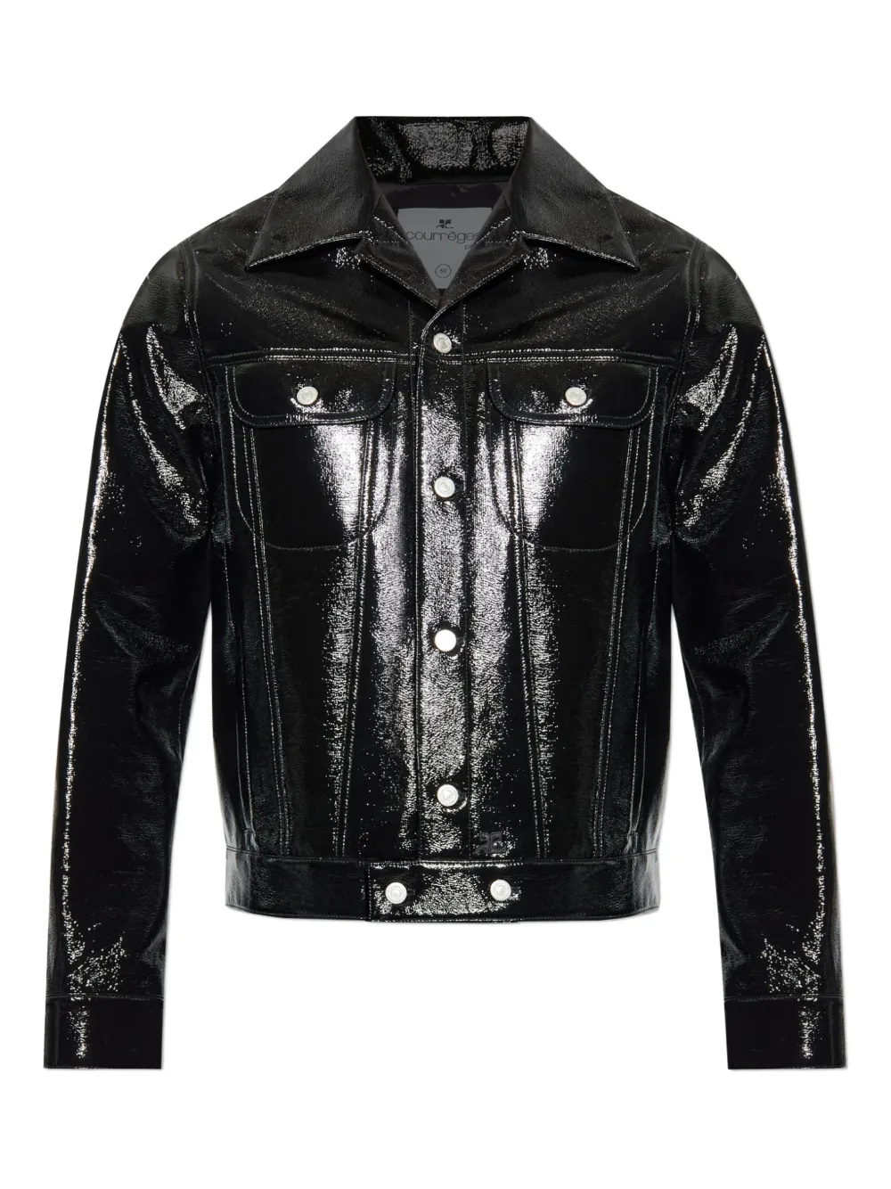 Courrèges high-shine button-fastening jacket Zwart