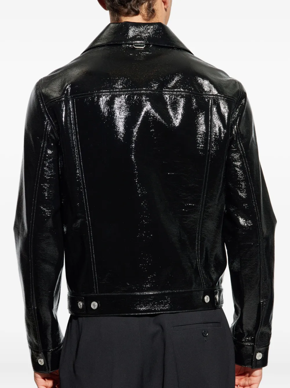 Courrèges high-shine button-fastening jacket Zwart
