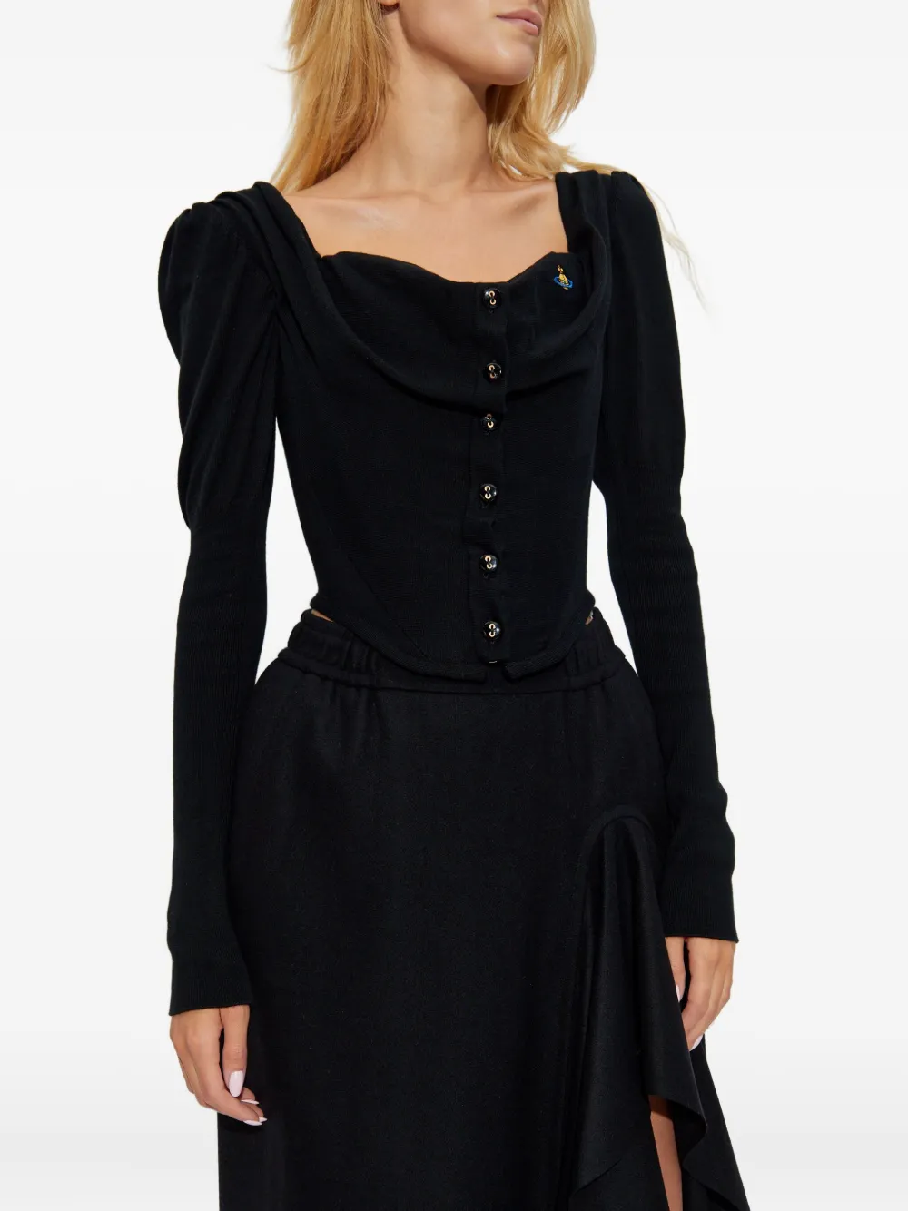 Vivienne Westwood Bea puff-sleeve corset top Zwart